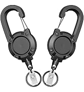 MDSXO Retractable Key Holder 2 Pack Heavy Duty Badge Holder Keychain, Black ID Badge Clip with Up...