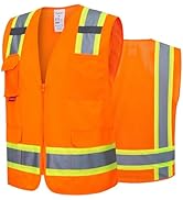 ProtectX High Visibility Reflective Safety Vest for Men Women Hi Vis Work Construction Vest with ...