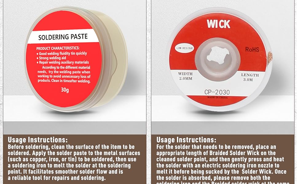 2 in 1 solder removal kit rosin soldering paste flux no clean solder wick desoldering core