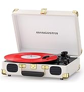 MANGOSTAN 3-Speed Vinyl Record Player, Portable Suitcase Turntable with Built-in Stereo Speakers,...