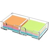 BEEGO Sticky Note Holder Organizer - 3x3 in 2IN1 Crystal Clear Acrylic Notepad Holder Acrylic Sti...
