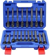 WORKPRO 19-piece 3/8 Inch Drive Extra Long Hex Bit Socket Set, Torx Bit Socket Set, Premium S2 St...