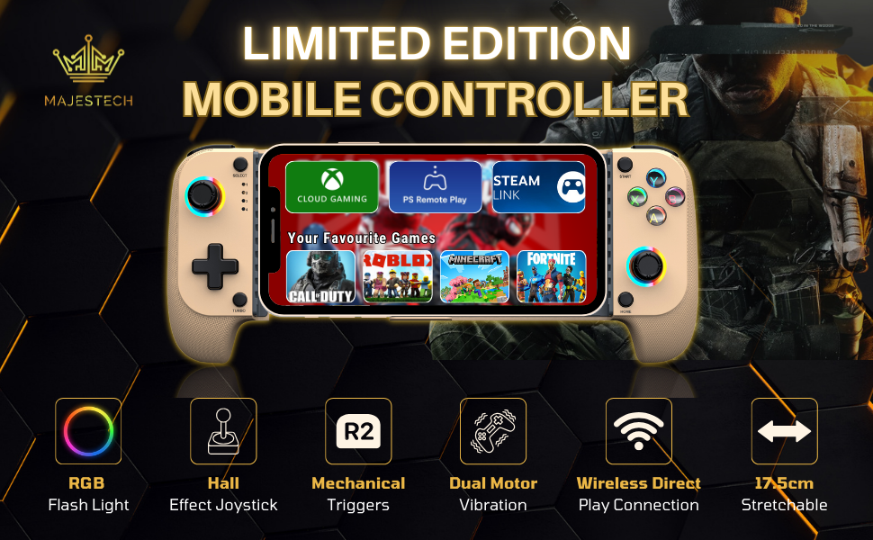 Majestech STK-7009F Sun Gold Mobile Gaming Controller 
