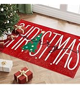 HUGEAR Christmas Area Rug 2x3 Entryway Rug Machine Washable Rugs Red/Green Christmas Decorative D...