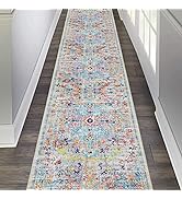 Pauwer Distressed Hallway Runner Rug 2'x10', Non Slip Washable Area Rug, Long Medallion Carpet fo...