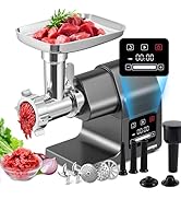 Huanyu 2000W Max Power Heavy Duty Electric Meat Grinder with Touchscreen, 2 Blades, 3 Plates, Sau...