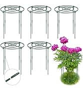 BROWNKNOT 6 Pack Peony Cages and Supports, 11.8" Plant Support Ring with Detachable Extension Rod...