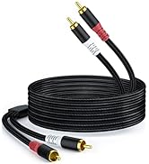 HOSONGIN RCA Cables 25ft [Hi-Fi Sound, Nylon Braided, Shielded], 2-Male to 2-Male RCA Audio Stere...