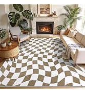 Yamaziot 8x10 Large Checkered Area Rug, Non-Slip Soft Washable Living Room Rug with Rubber Backin...