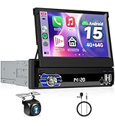 4G+64G Android Single Din Touch Screen Car Stereo with GPS Navigation Bluetooth Wireless Carplay ...
