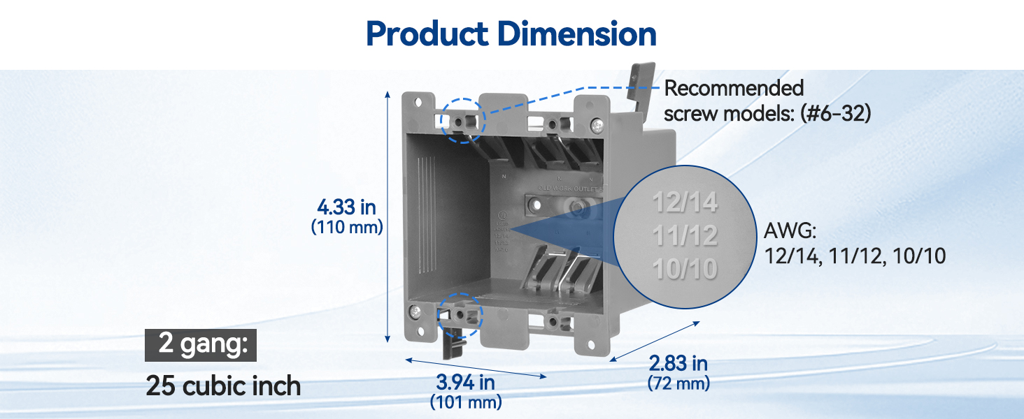 2 gang old work outlet box protection dimension