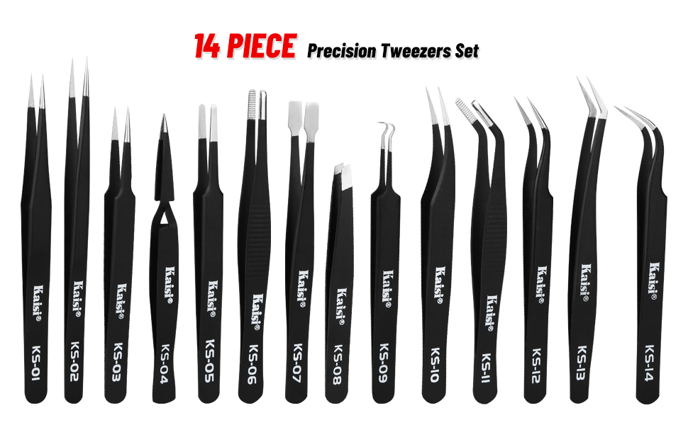 14 piece precision tweezer set