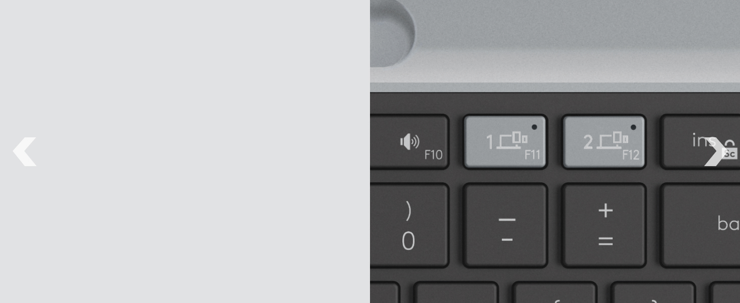 zoom on the easy switch keys of k585 slim wireless tenkeyless graphite keyboard