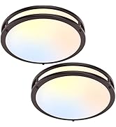 2-Pack 36W LED Ceiling Lights, 12inch Oil-Rubbed Bronze Flush Mount Light Fixtures 3600LM 2700K/3...