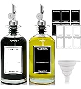 Lubise Siliver Olive Oil Dispenser Set, Coffee Syrup Dispenser, 350ml Glass Olive Bottle Dispense...