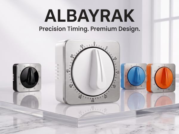 Four colorful Albayrak square mechanical timers