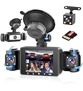 Hikity 4 Channel Dash Cam 360° View Front and Rear Inside, 1080P Dash Camera for Cars Left Right,...