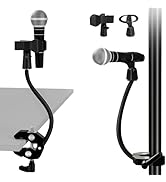 Gooseneck Microphone Stand, Adjustable Microphone Holder with 2 Universal Mic Clips, Gooseneck Mi...