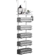 Aetyord Hanging Towel Racks for Bathroom No Drill - Over The Door 6-Tier Bath Towel Storage Organ...