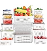 KEMETHY 10 Pack Fruit Storage Containers for Fridge with Removable Colanders - Food Storage Conta...