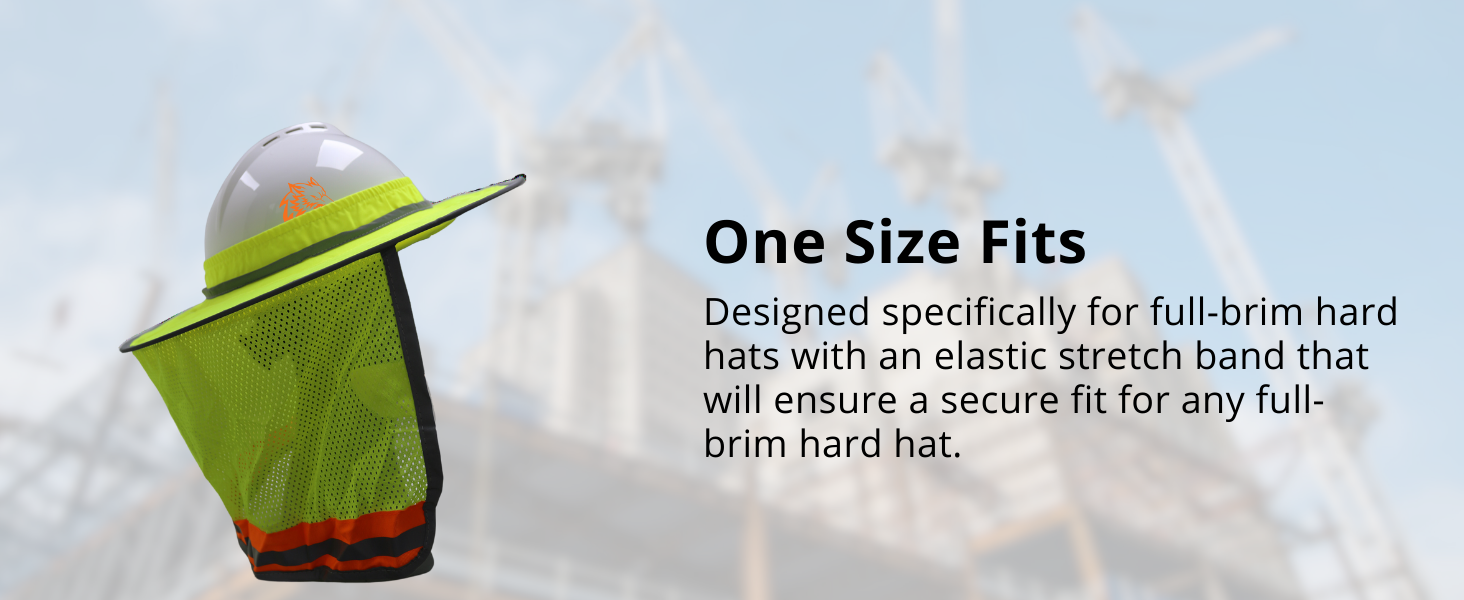 Wolf High-Visibility Reflective Full-Brim Hard Hat Mesh Sun Visor Neck Shade