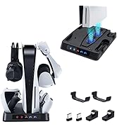 Mcbazel Cooling Station with Charger for PS5/ PS VR2 Controller, Vertical Cooling Stand for PS5 w...