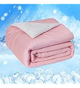 HOMFINE Cooling Comforter Queen Size, Pink Summer Cooling Blanket for Hot Sleepers and Night Swea...
