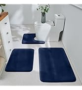 HUXMEYSON 3-Piece Bathroom Rug Set, Ultra Soft Velvet Memory Foam Bath Rugs, Non-Slip &amp; PVC Backi...
