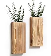 Sawoake 2 Pcs Wood Wall Plants Vase, Modern Farmhouse Wooden Pocket Wall Vases for Dried Flowers ...