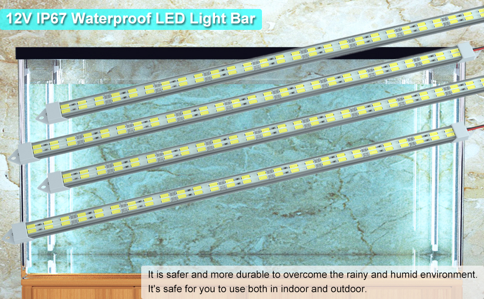 12V LED Light Bar Waterproof,LMGYES 12V LED Light Strip 54 LEDs 7000K White Color Enclosed