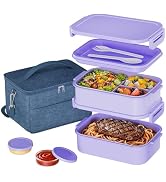 DaCool Adults Lunchbox Bento Box with Thermo Bag- 74 OZ All-in-One Stackable Lunch Box for Adults...