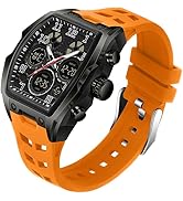 FANMIS Watch for Men Fashion Hollow Unique Rectangle Dial Wristwatch Waterproof Sport Digital Ana...