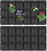 LITLANDSTAR 18 Pockets Hanging Grow Bags, 2 Pack Horizontal Wall Planter Plant Grow Bags Outdoor ...