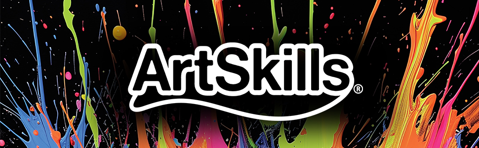 Artskills banner with paint splatters