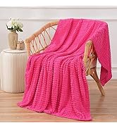 Puncuntex Flannel Fleece Throw Blanket Hot Pink 50"×60",Super Soft Plush Cozy Blanket with 3D Jac...