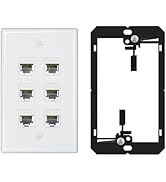 iwillink 10Gbps Ethernet Wall Plate Cat6A, 6-Port Ethernet Wall Plate and Jack Outlet, Keystone R...
