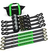 Rhino USA Car Trailer Ratchet Straps Kit - 11,128lb Guaranteed Break Strength - Use for Car, Truc...