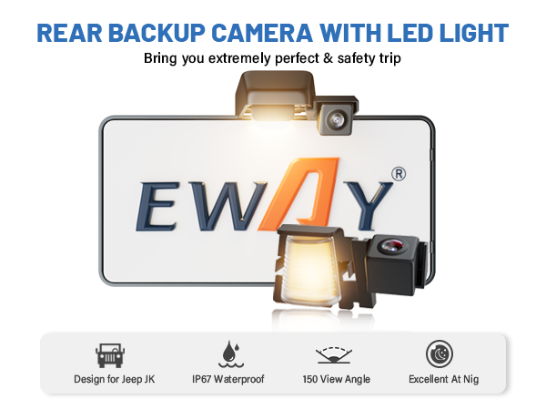 EWAY Rear License Plate Holder Frame Bracket &amp; Backup Rear View Reverse Camer