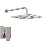 Lava Odoro 12-inch Modern Square Shower Faucet Set Brushed Nickel, Shower Trim Kit with Rough-in ...