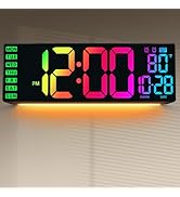 16.5" Large Digital Wall Clock: Wall Mount Decor Clock Large Display for Classroom Dorm Office Ga...