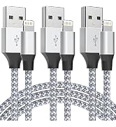 Aukelan USB Lightning Cable for iPhone Charger [Apple MFi Certified] 3pack 10FT Long Fast Chargin...