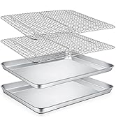 P&amp;P CHEF Baking Sheets and Racks Set (2 Pans + 2 Racks), Stainless Steel Baking Sheet Oven Tray a...