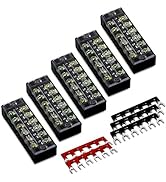 MILAPEAK 10pcs (5 Sets) 6 Positions Dual Row 600V 25A Screw Terminal Strip Blocks with Cover + 40...