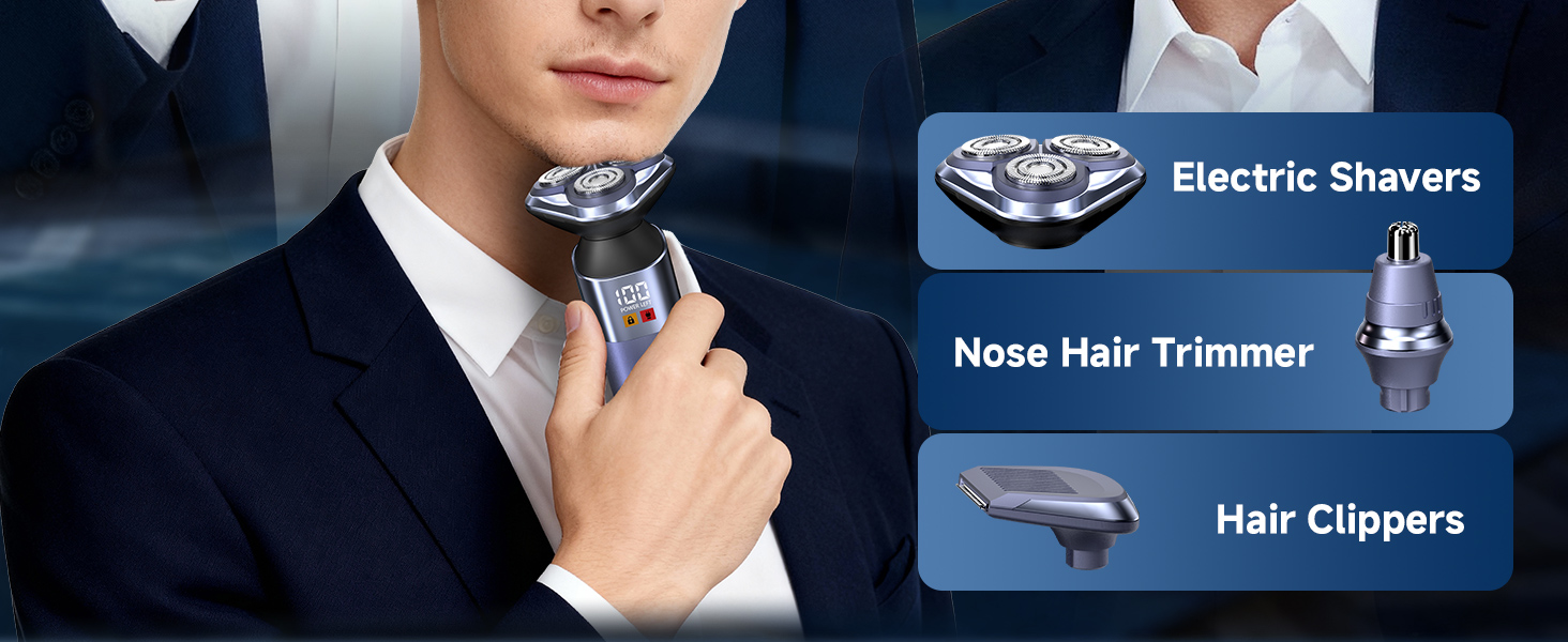 Electric Razor for men,Versatile 3D Rotary Shaver,Travel Lock,Dry &amp;amp; Wet Use,close shave,clean shave