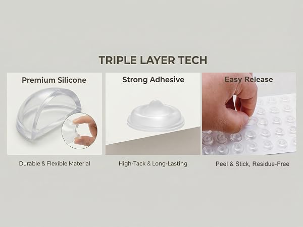 164pcs Clear Silicone Cabinet Bumper Pads