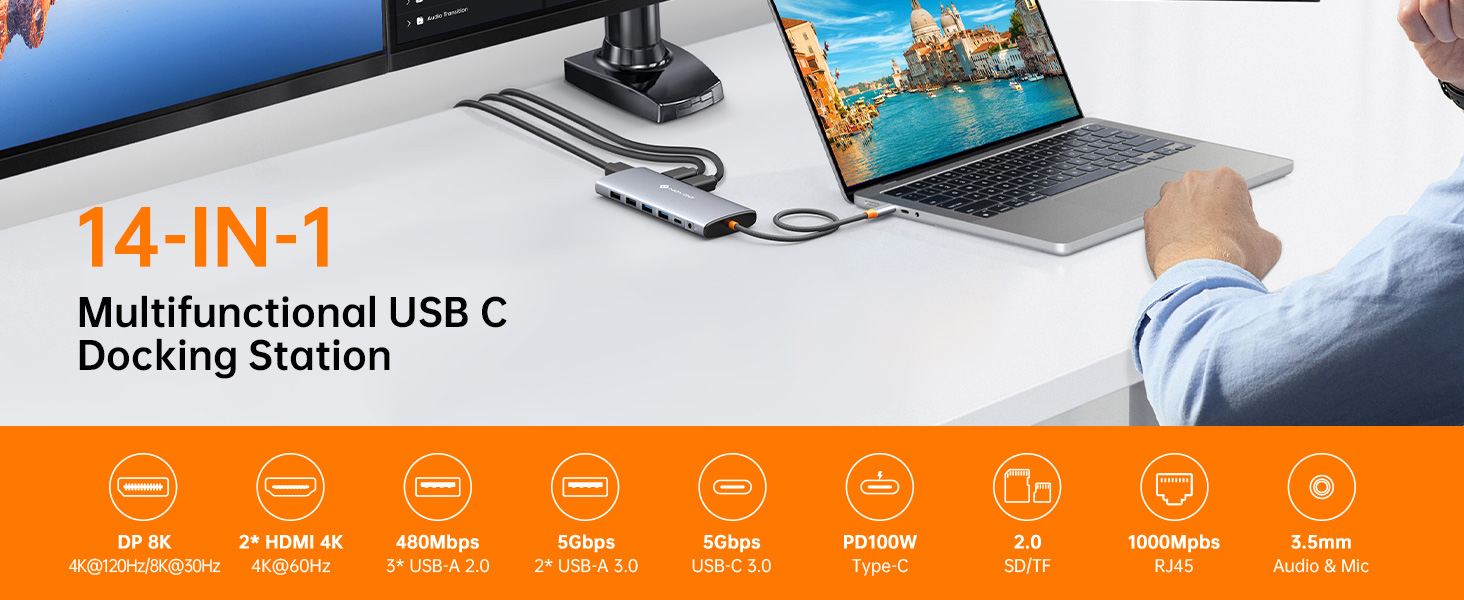 docking station for laptop dual monitor triple