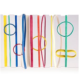 rubber band ball, rubber band assorted colors and sizes, glue,clamps,clips,office supplies