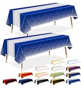 LANLISA Blue and Silver Tablecloth Party Decorations 2 Pack, Disposable Plastic Table Cloths for ...