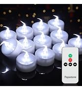 Topstone Remote Controlled LED Tea Light,White Flickering Bulb,Long Lasting Battery Operated LED ...