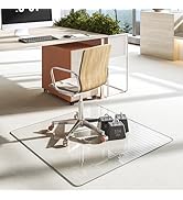 Batuso Tempered Glass 36“ x 36” Round Corner Glass Chair Mat with Polished Edge, Heavy Duty Hard ...